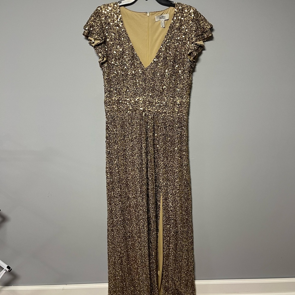 Belle Badgley Mischka Gold Sequin Gown